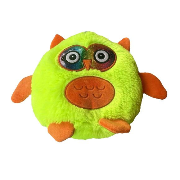 Plush Green Owl Circus Circus SILKY SOFT 6” Souvenir Stuffy Stuffed Animal Neon - Picture 1 of 6